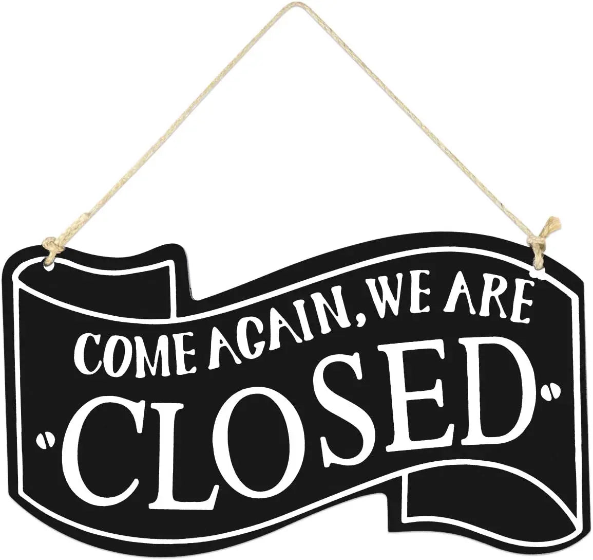 Wooden One Sided Store Open and Closed Signs for Business Hanging Sign Decorative Welcome Boards