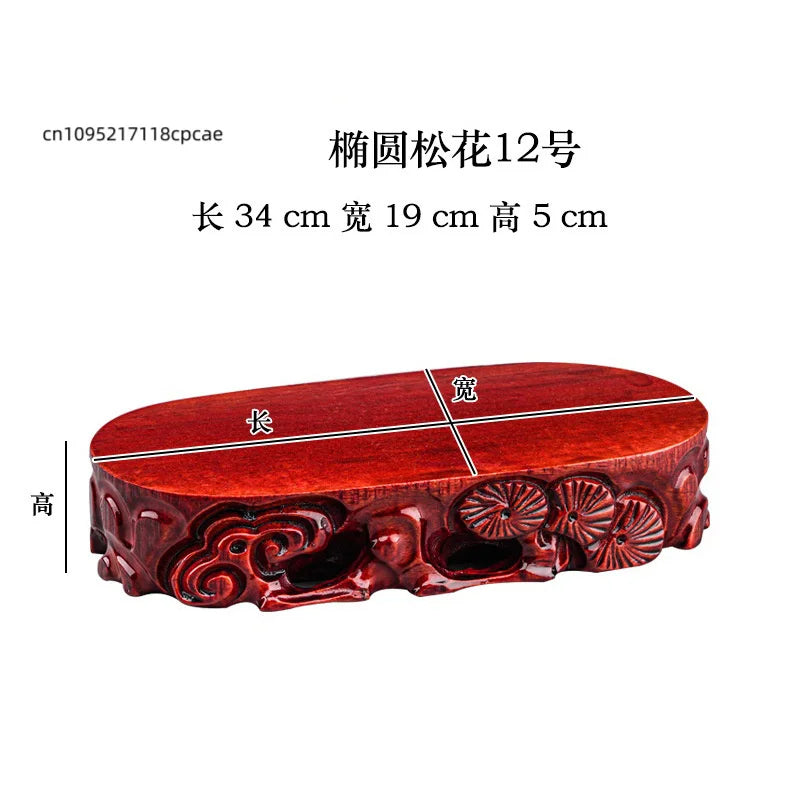 Wooden Display Stand Carved Tea Pedestal - Solid Wood Base for Stone, Statue, Vase, Plant Pot, Home Decor & Collectibles