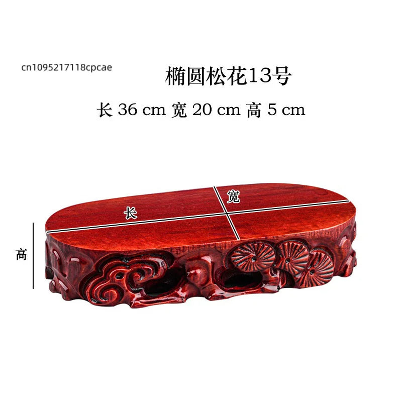 Wooden Display Stand Carved Tea Pedestal - Solid Wood Base for Stone, Statue, Vase, Plant Pot, Home Decor & Collectibles