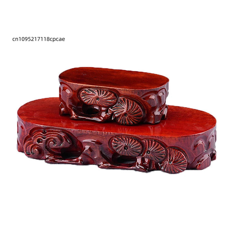 Wooden Display Stand Carved Tea Pedestal - Solid Wood Base for Stone, Statue, Vase, Plant Pot, Home Decor & Collectibles