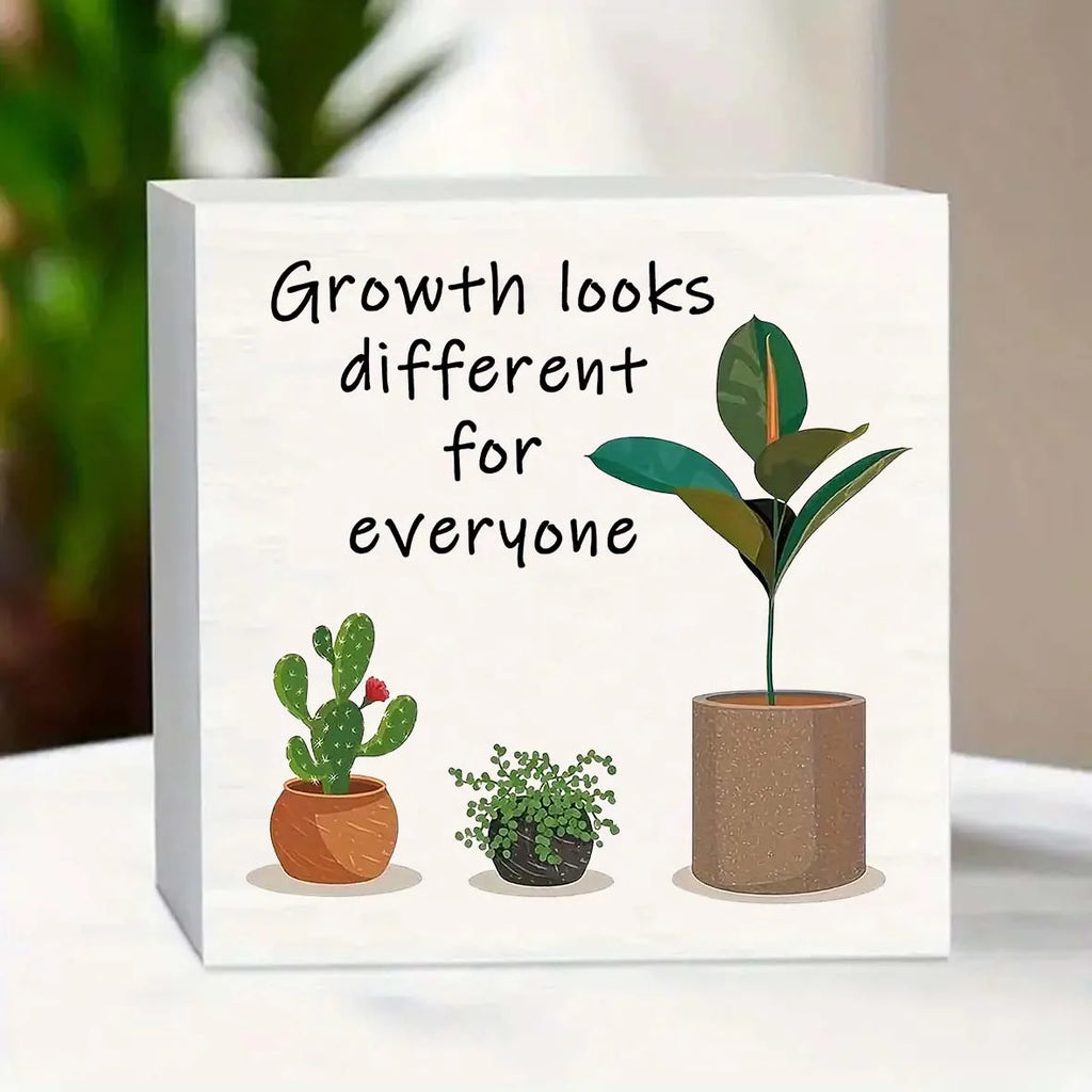 [Inspirational wood Sign] 1pc, Inspirational wood Sign, Everyone's Growth Looks Different. Home, Bedroom, Office Desk Decoration