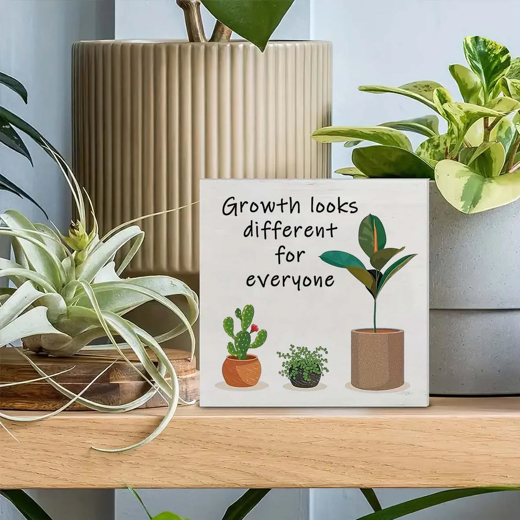 [Inspirational wood Sign] 1pc, Inspirational wood Sign, Everyone's Growth Looks Different. Home, Bedroom, Office Desk Decoration