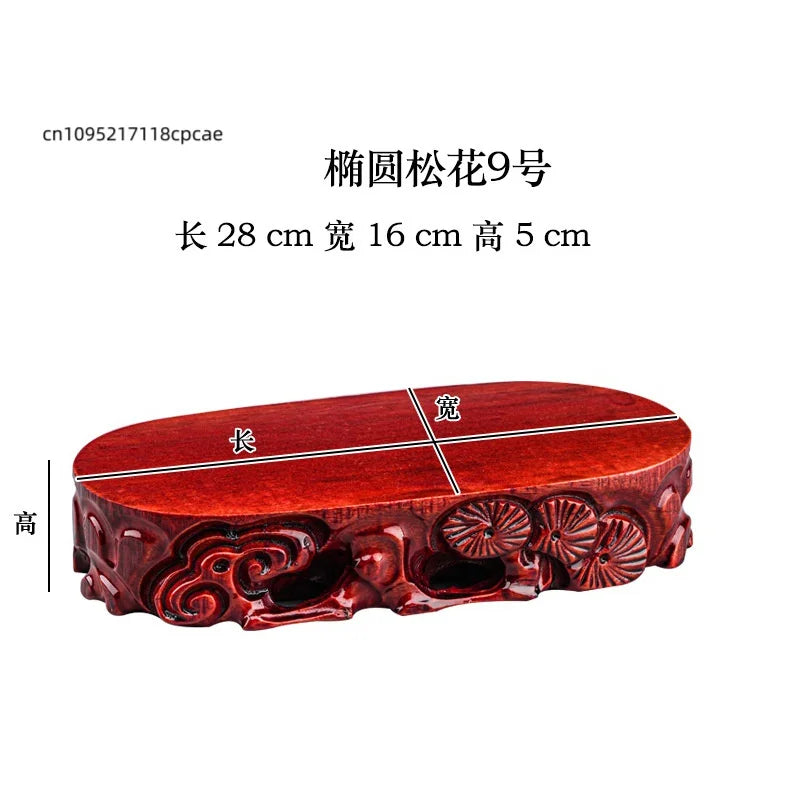 Wooden Display Stand Carved Tea Pedestal - Solid Wood Base for Stone, Statue, Vase, Plant Pot, Home Decor & Collectibles