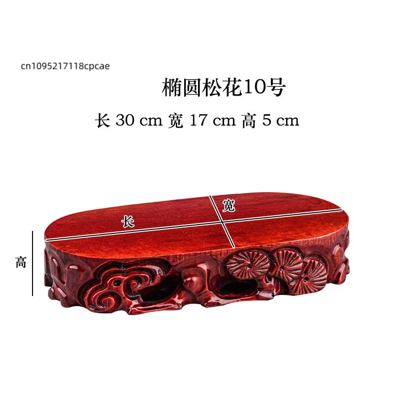 Wooden Display Stand Carved Tea Pedestal - Solid Wood Base for Stone, Statue, Vase, Plant Pot, Home Decor & Collectibles
